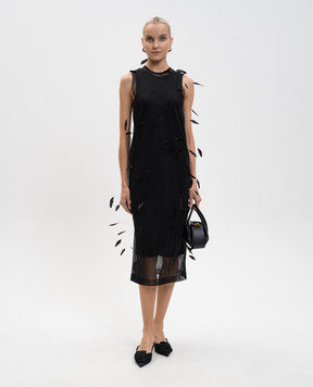 Jil Sander Black silk dress with feathers J03CT0548J16141