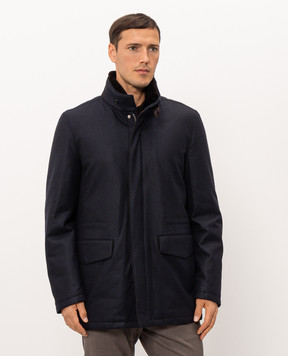 Enrico Mandelli Blue wool and cashmere down jacket with mink fur 4T742A5803