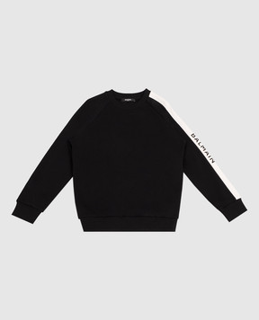 Balmain Children's black sweatshirt with logo BZ4I20Z31831214