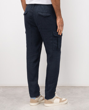 Peserico Blue linen cargo pants R54275T00D02494