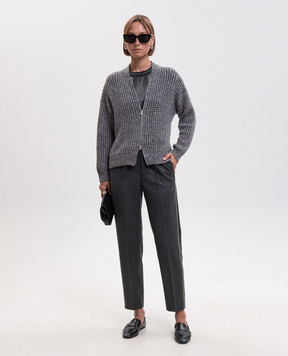 Peserico Gray blouse with monil chain A06102A6638