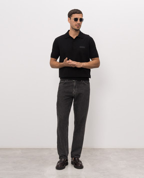 Givenchy Black polo shirt with logo patch BML0144YPF