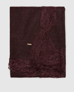 Twinset Burgundy scarf with lace 262TO5570