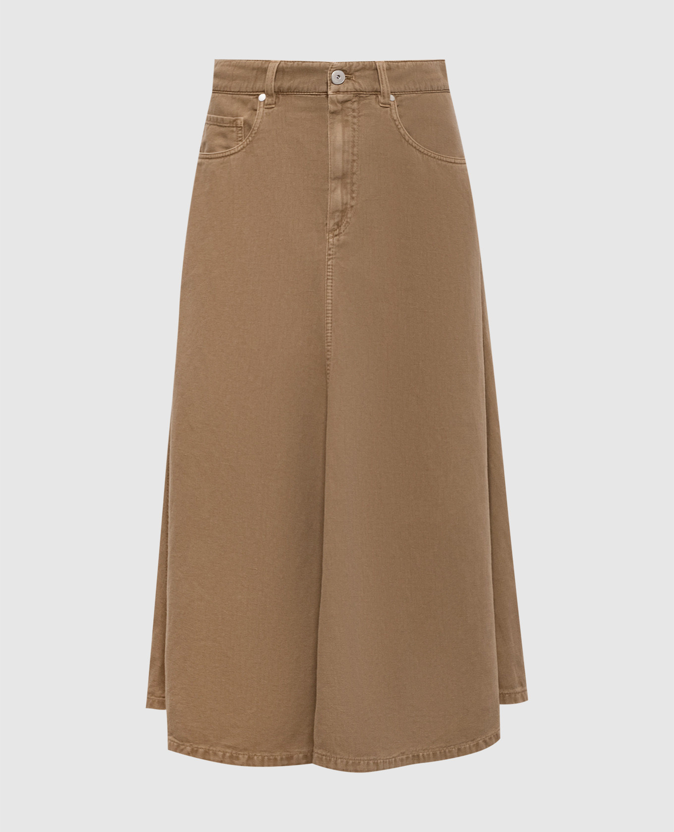

Brown denim skirt with linen Brunello Cucinelli
