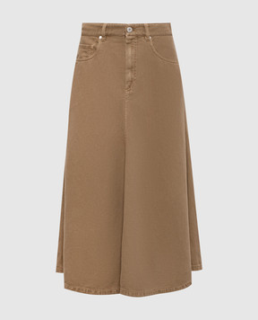 Brunello Cucinelli Brown denim skirt with linen ML996G4009