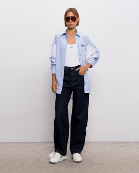 Off-White White ribbed T-shirt with embroidered logo 2FA00672T
