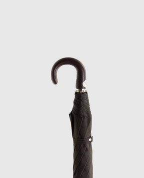 Pasotti Brown folding umbrella with check pattern OMITUO64SRASO643415