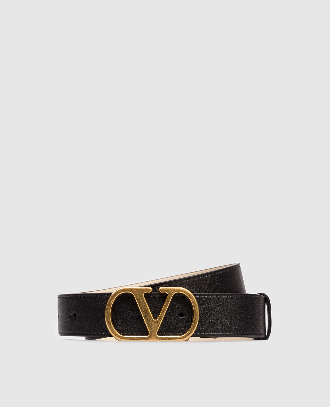 

Reversible leather belt with VLog emblem Valentino, Black