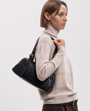 Twinset Black leather bag with embossed logo 262TB7193