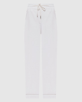 Peserico White melange track pants with lapels P04858J0R102347