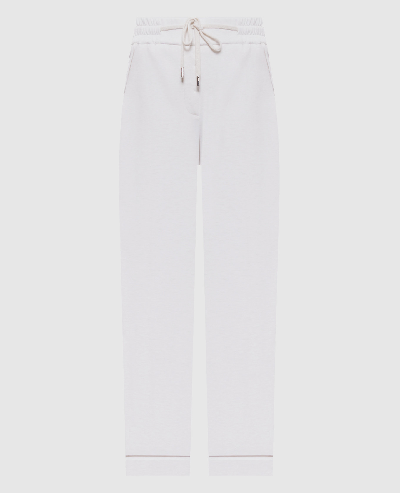 White melange track pants with lapels