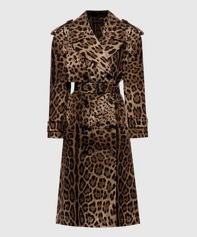 Brown leopard print trench coat