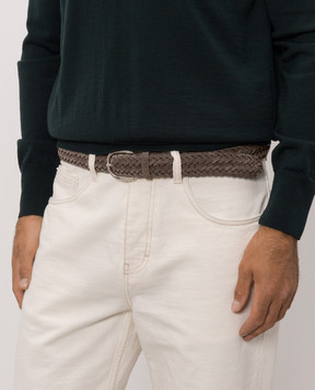 Orciani Grey suede Plot belt with weaving U08318SUP