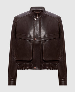 Babe Pay Pls Brown leather cropped jacket 2508LUKAS
