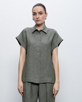 Peserico Khaki linen shirt with lapels S0649802629