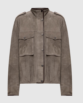 Brunello Cucinelli Khaki suede jacket MPCAI7787