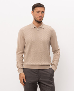 Stefano Ricci Beige wool and silk polo shirt KE06018P30E26304