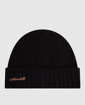 Enrico Mandelli Black cashmere hat with logo embroidery CAP7735718