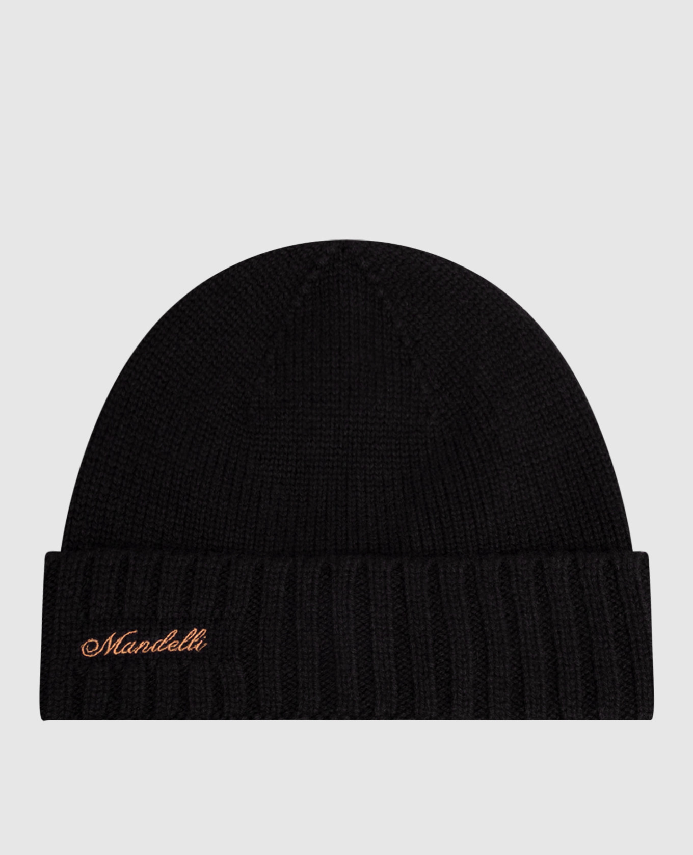 Black cashmere hat with logo embroidery