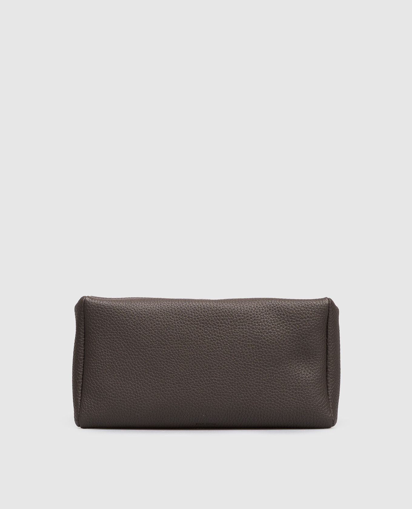 

Brown leather clutch with logo The Row