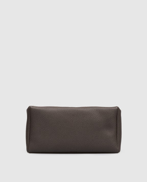 The Row Brown leather clutch with logo W1867L624