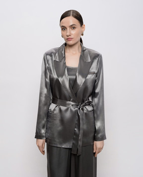 Peserico Green double-breasted jacket with belt E01220A01514