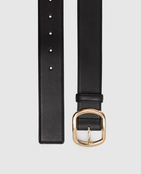 Santoni Black leather belt with logo CW40VC904C49HFRY