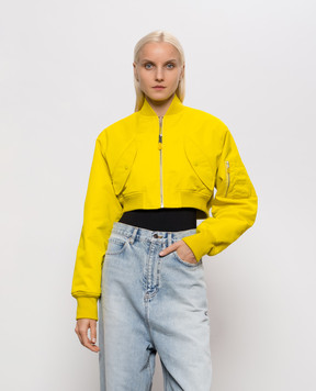 Balenciaga Yellow cropped bomber jacket A0029MTTO29