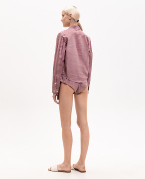 Dore & Rose Burgundy checked pajamas with logo embroidery COTTONPOPLINSHORTSET