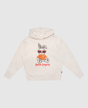 Palm Angels Children's gray melange hoodie with print F6PAJBHS098