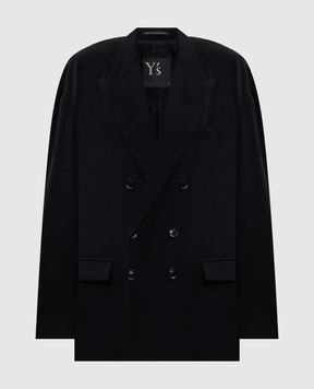 Y`S Yamamoto Black double-breasted wool jacket YVJ07100