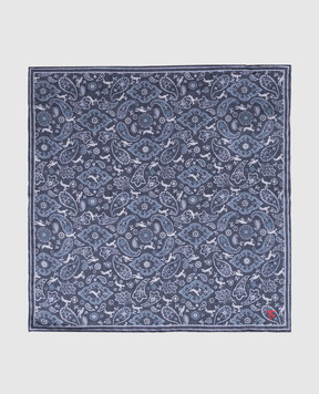ISAIA Blue printed silk pachet scarf FZOOO5FZ821