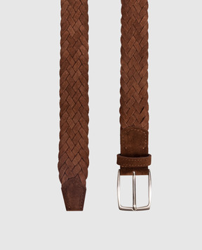 ISAIA Brown suede braided belt FB0047PLF40
