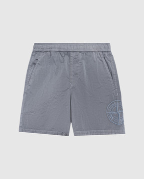 Stone Island Children's blue shorts with embroidered emblem L1S16B100001S00431012