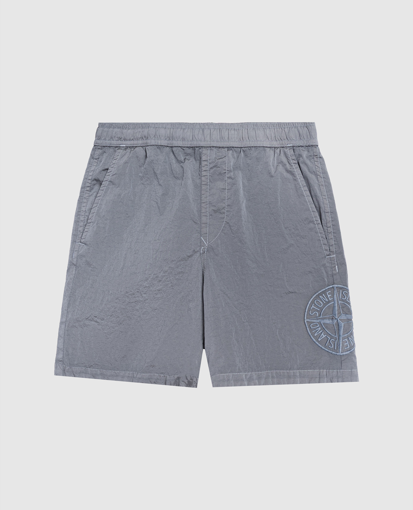 Children's blue shorts with embroidered emblem