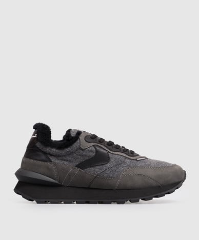 Grijze Qwark Hype sneakers met bontafwerking