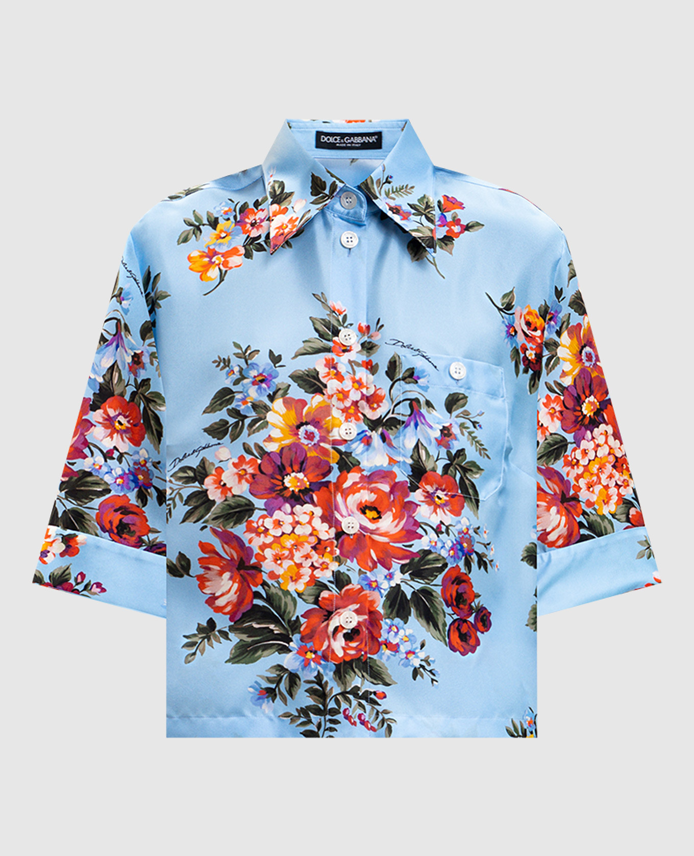 

Blue silk blouse with floral print Dolce&Gabbana, Light blue