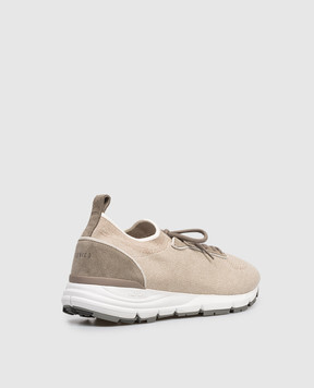 Peserico Beige combination sneakers with logo print R79074C0CC796