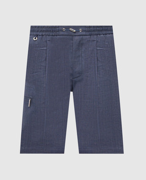 Stefano Ricci Blue linen and wool shorts M1T6100190LW001Q