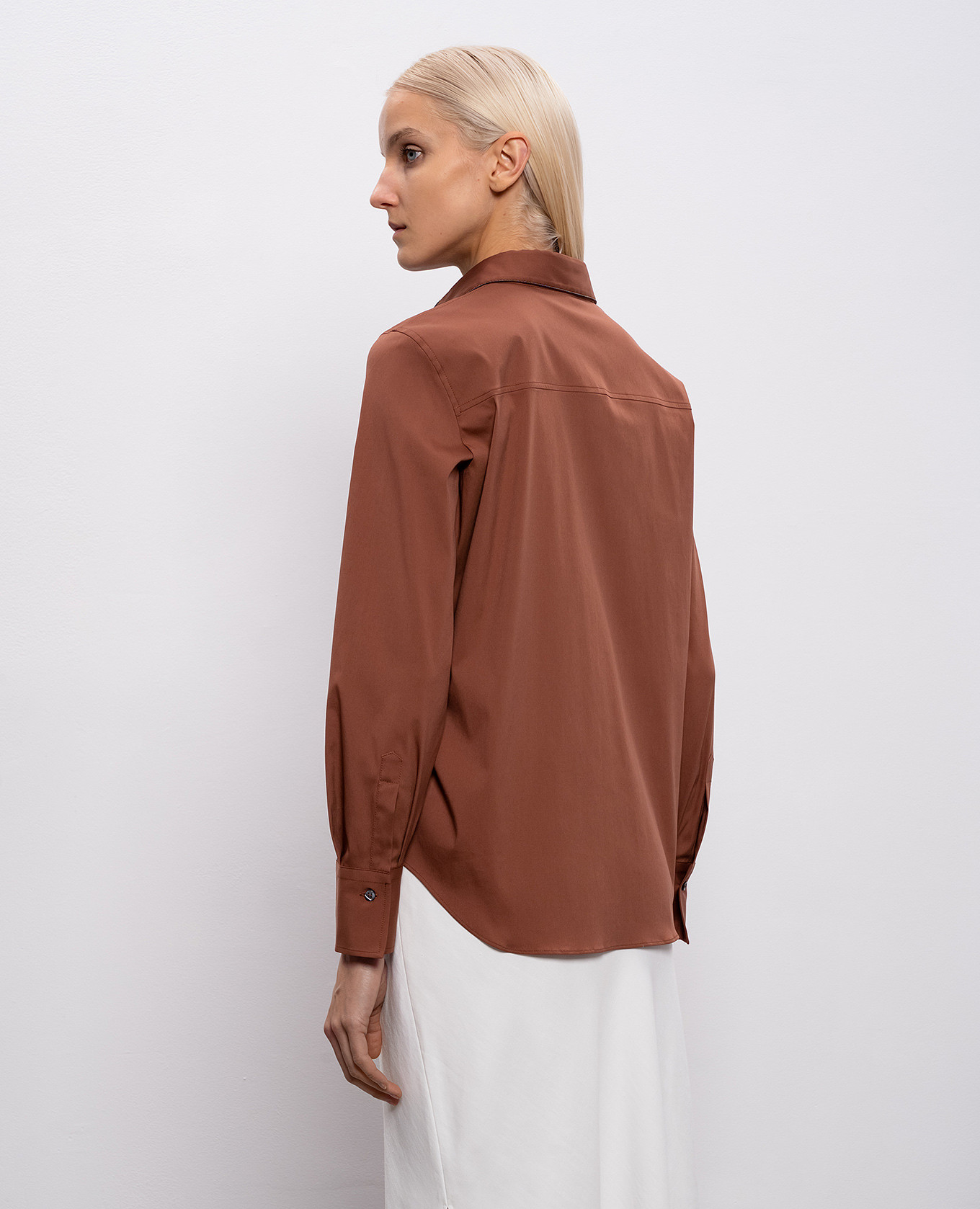Brown shirt with monil chain Brunello Cucinelli 4