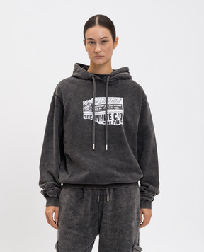Off-White Grey News Regular Hoodie with Print 2BB035F25FLE005