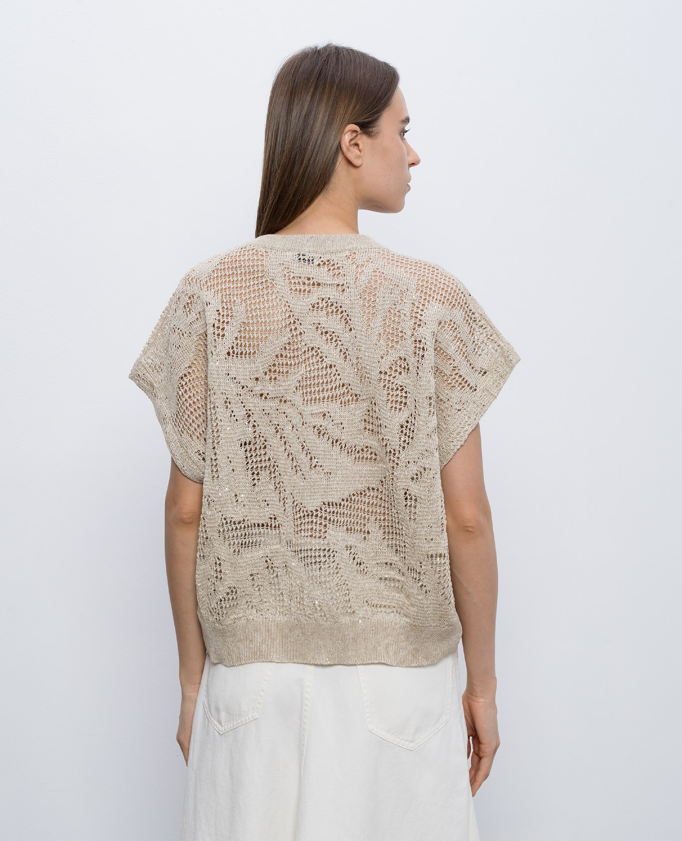 

Beige knitted linen top Brunello Cucinelli
