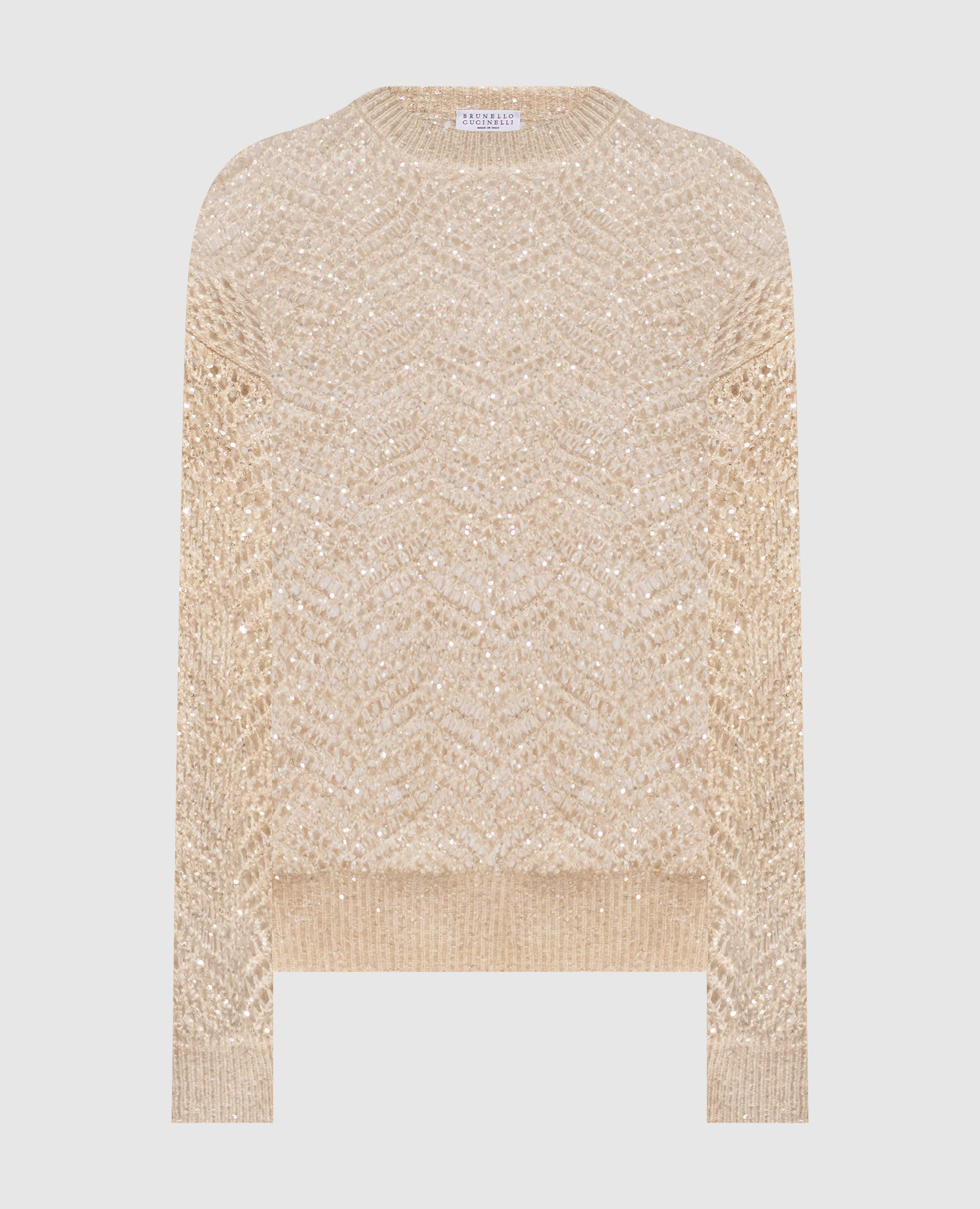 Beige openwork sweater with wool