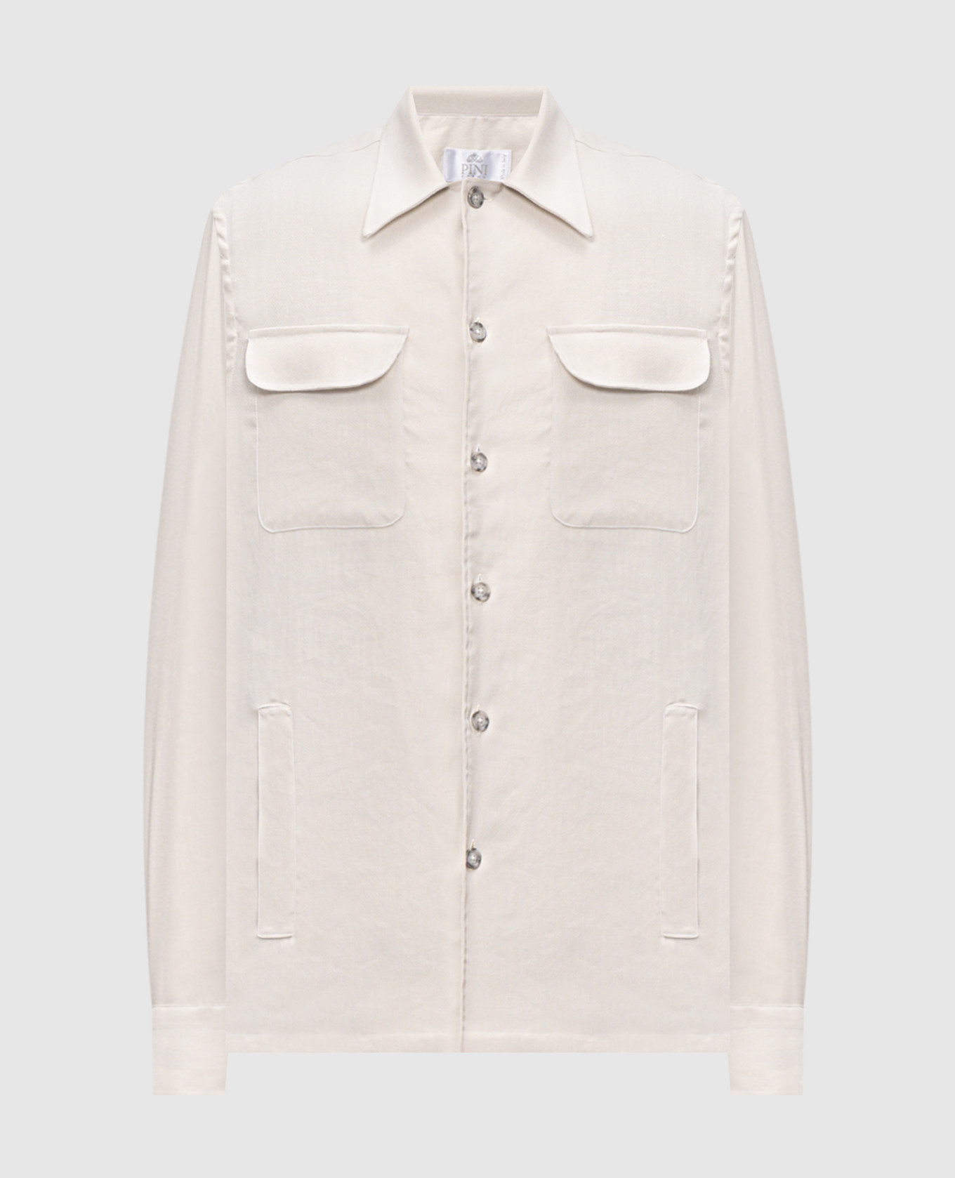 

Gray shirt with linen Pini Parma, Grey