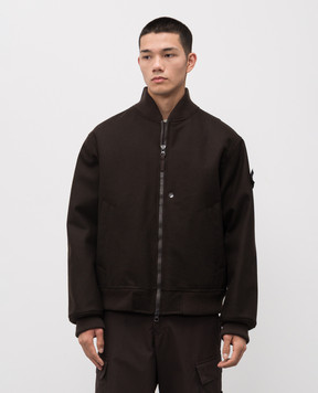 Stone Island Brown bomber jacket with wool K2S154100102S0F18