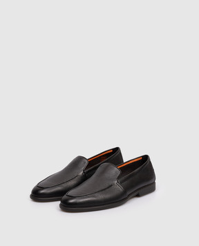 Santoni Black leather loafers with embossed logo MGAR18829SMOSEPR