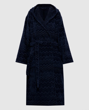 Missoni Home Chalk blue terry bathrobe with branded pattern 1D3AC99718