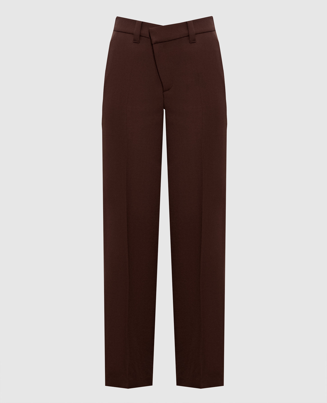 Brown wool pants with monil chain