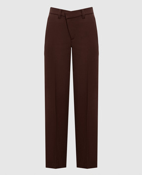 Brunello Cucinelli Brown wool pants with monil chain MP553P9294