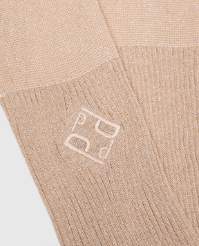 Peserico Beige socks with embroidered monogram logo A41072C0RCC886